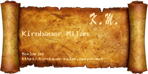 Kirnbauer Milán névjegykártya